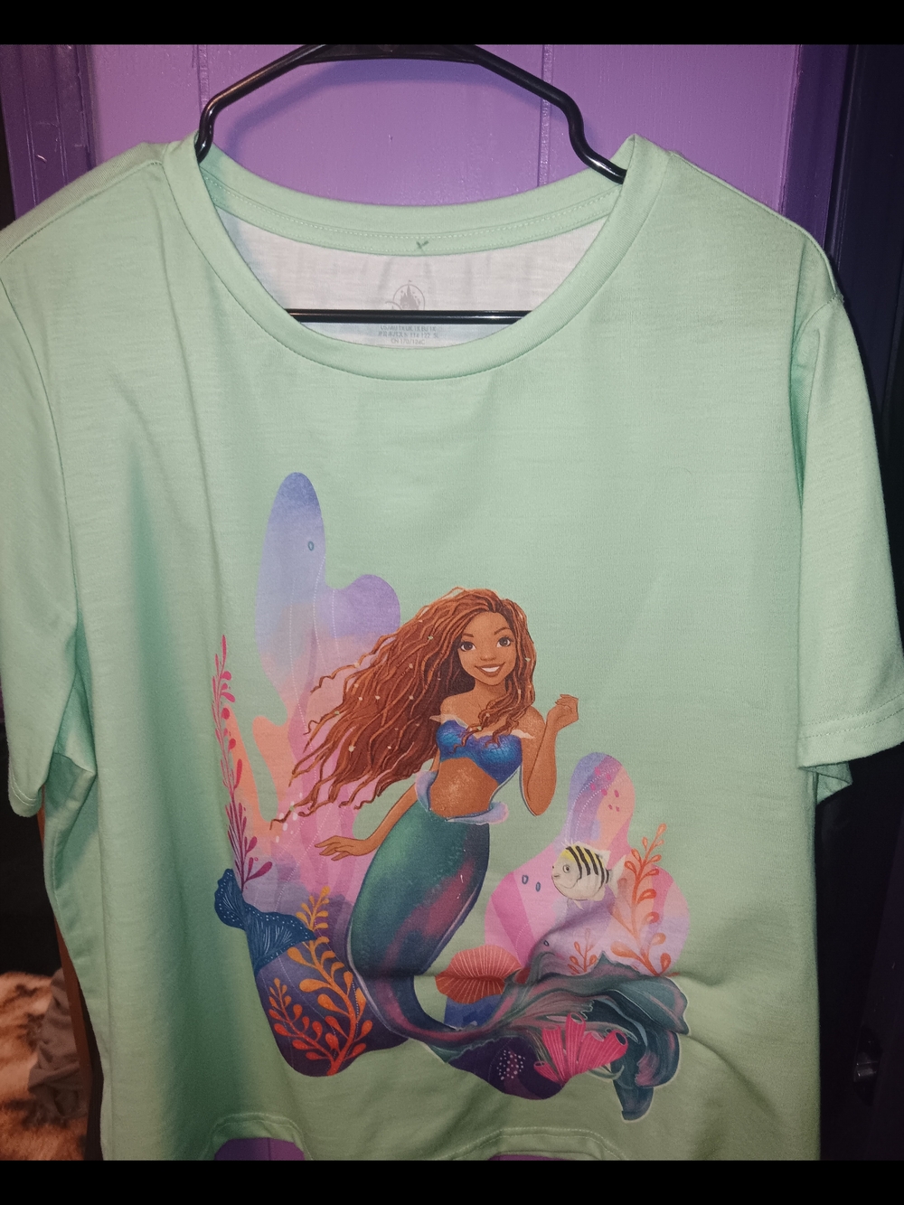 Disney Mint Green Mermaid Graphic Short Sleeve Tee For Women